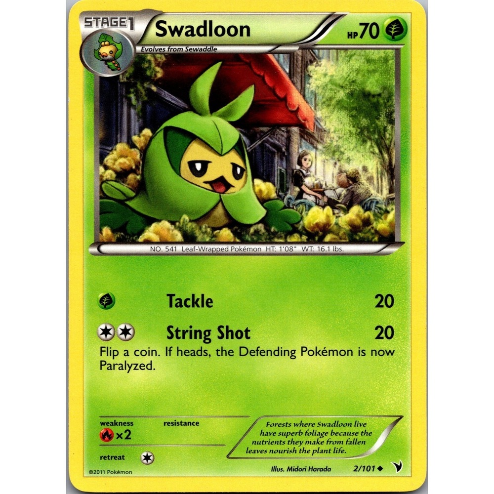 Swadloon 2/101 Noble Victories Uncommon Pokemon Card Normal Finish LP